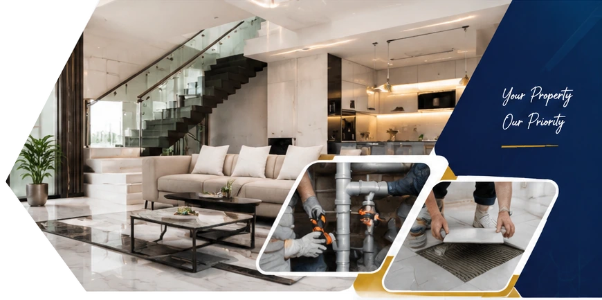 Modern renovated interior with plumbing and tiling work by Prestige Vertex